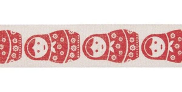 Ribbon: Russian Doll Red & Cream - 15mm x 3mtrs