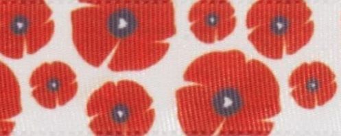Ribbon: Poppy - Floral Design - 15mm x 5mtrs