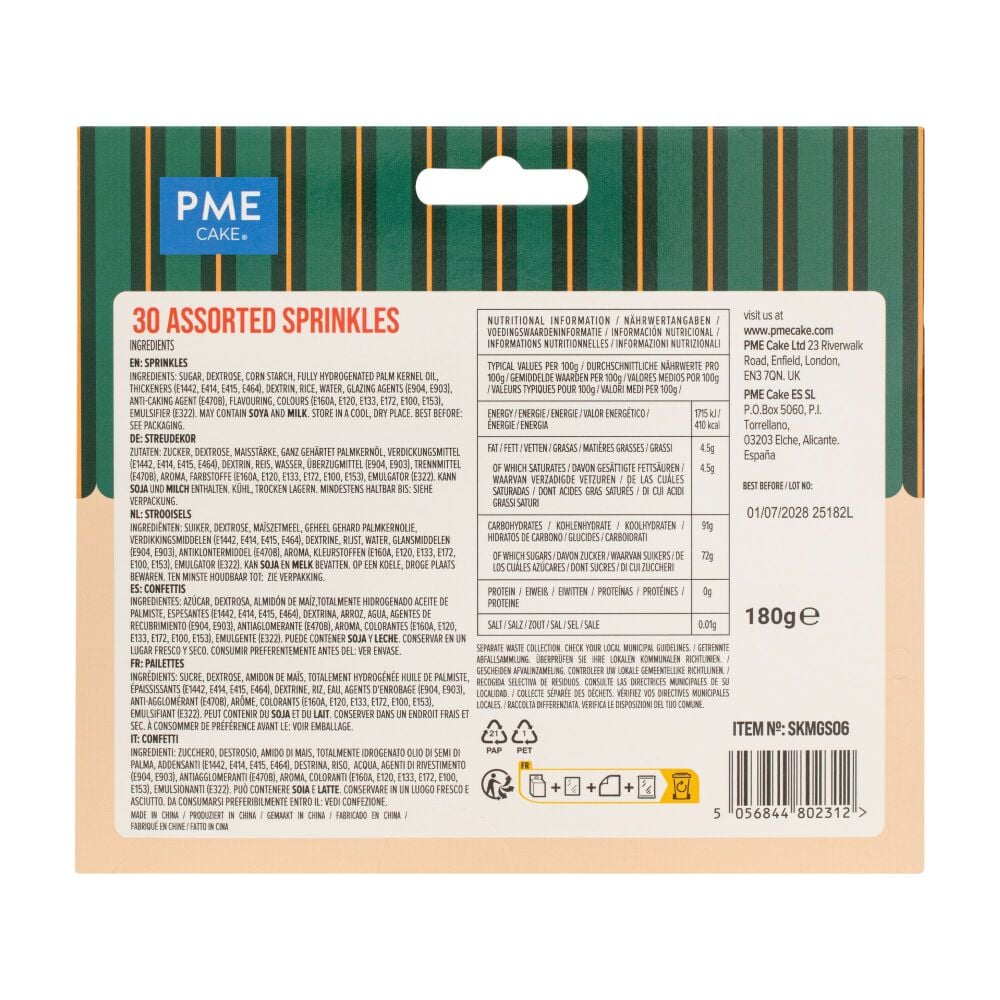 PME - Christmas Assorted Sprinkles - Classic (180g) - Pack of 30