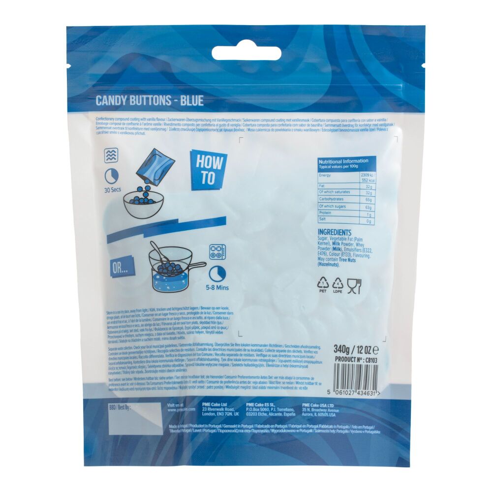 PME Candy Buttons 340g - BLUE