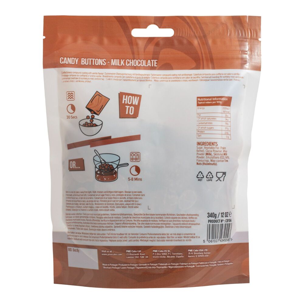 PME Candy Buttons 340g - MILK CHOCOLATE