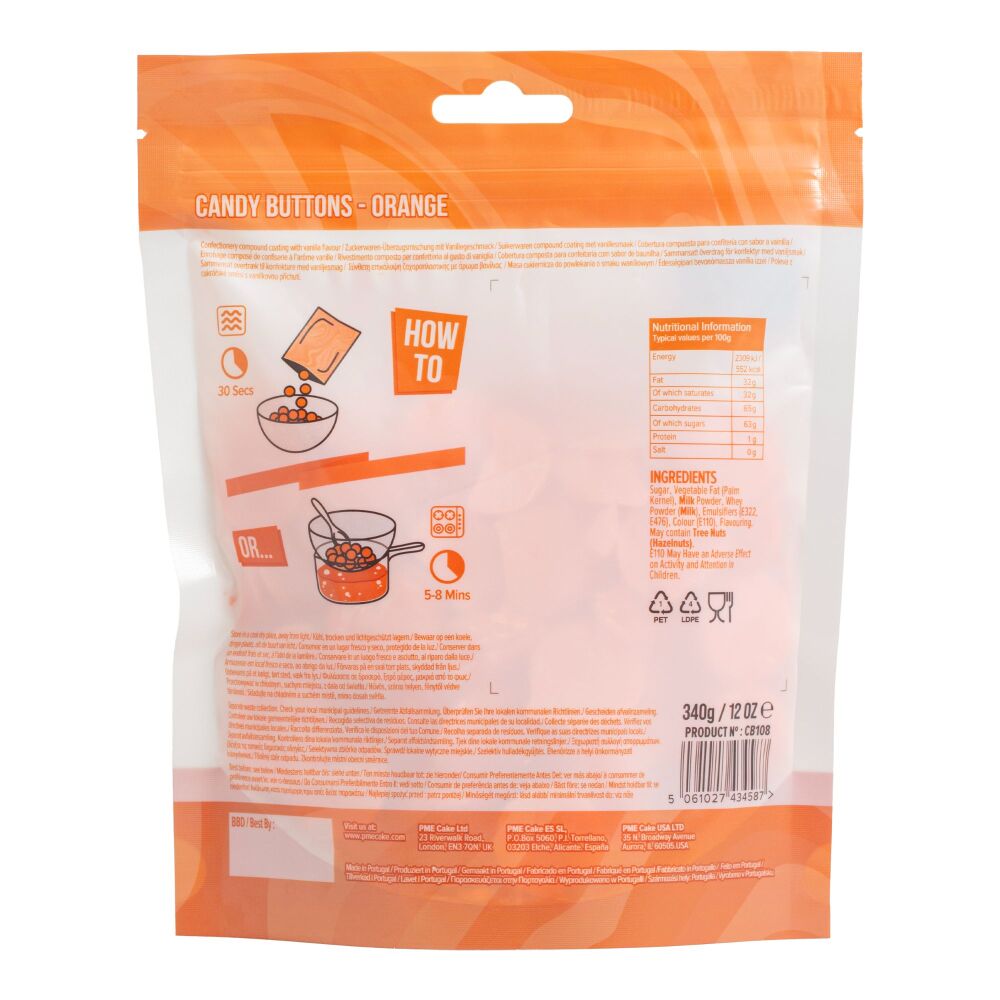 PME Candy Buttons 340g - ORANGE