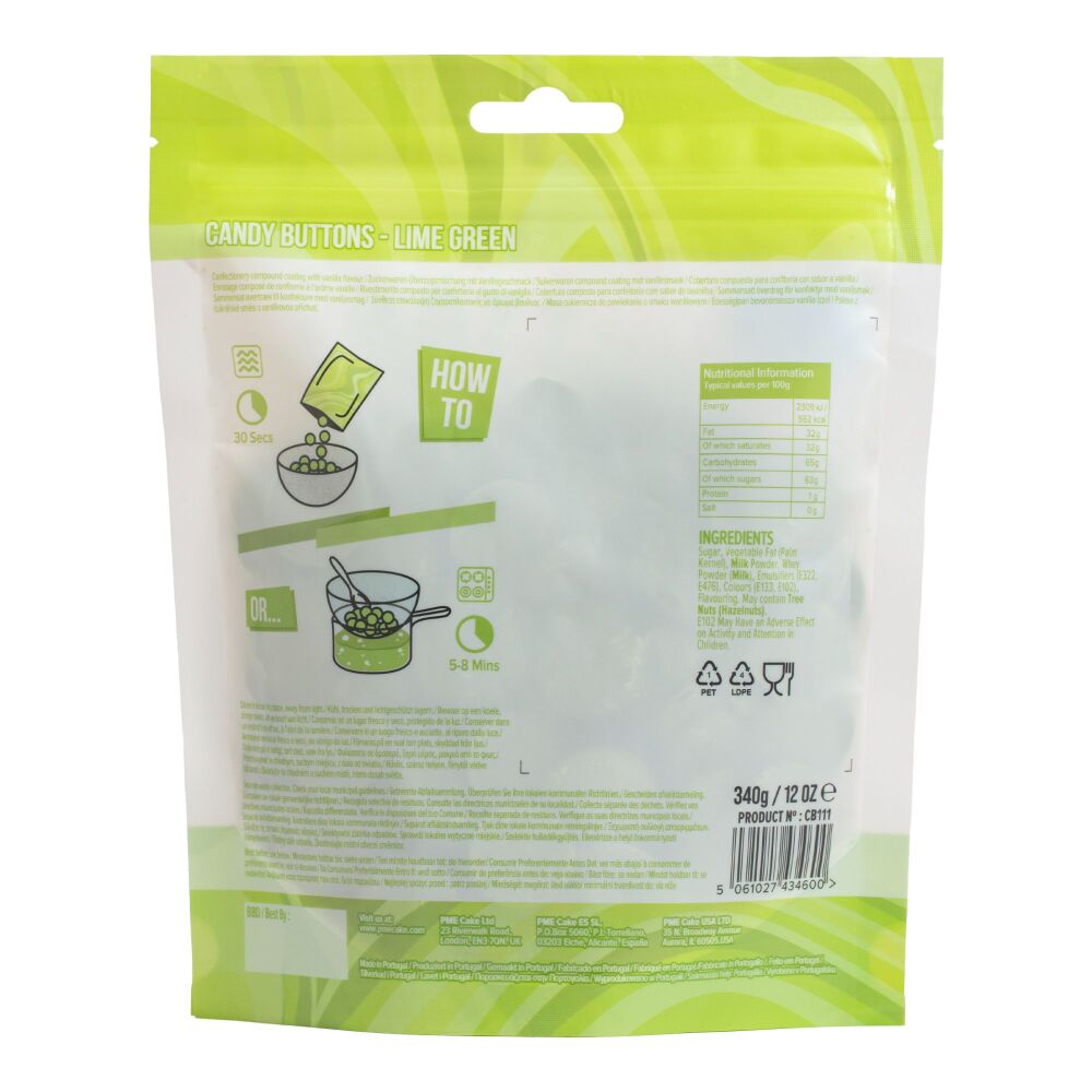 PME Candy Buttons 340g - LIME GREEN