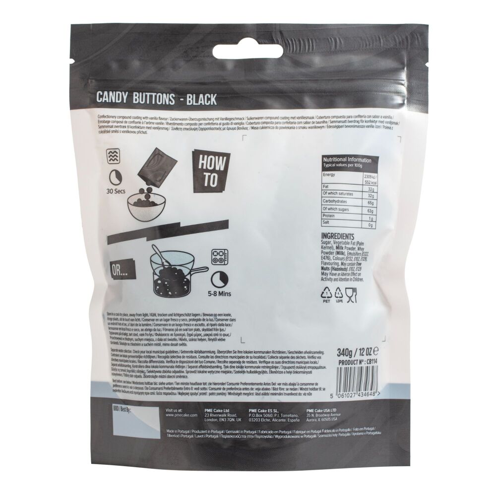 PME Candy Buttons 340g - BLACK