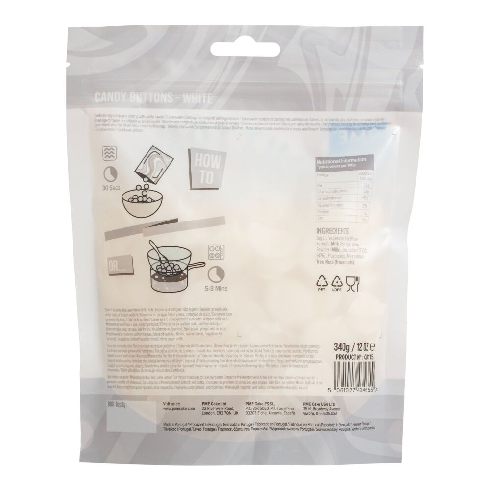 PME Candy Buttons 340g - WHITE