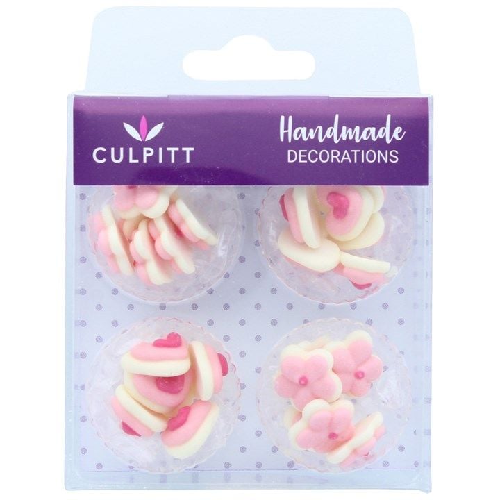 Mini Hearts and Flowers Sugar Decorations x 24