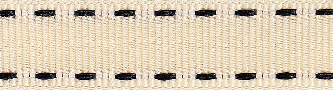 Ribbon: Stitched Grosgrain - Ivory and Black - 25mm x 5mtrs