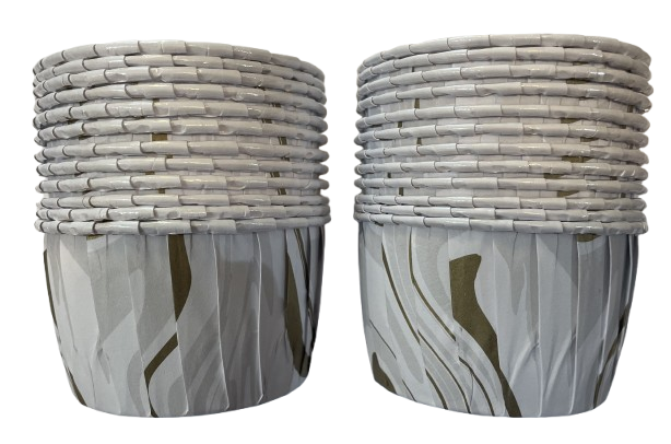 Baking Cups - MARBLE Silver/Gold x24