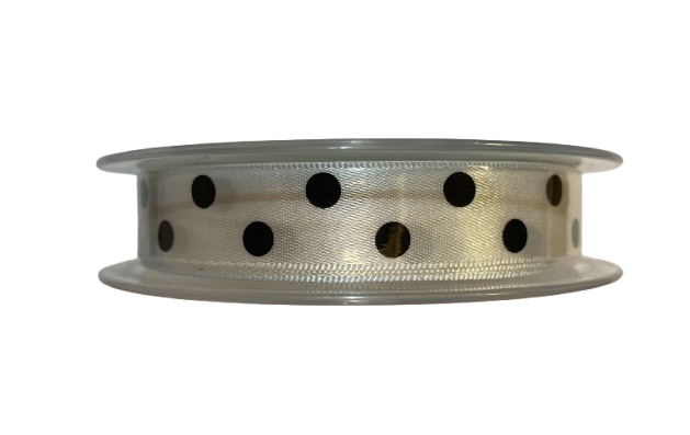 Polka Dot Ribbon 15mm wide x 5mtrs:  White
