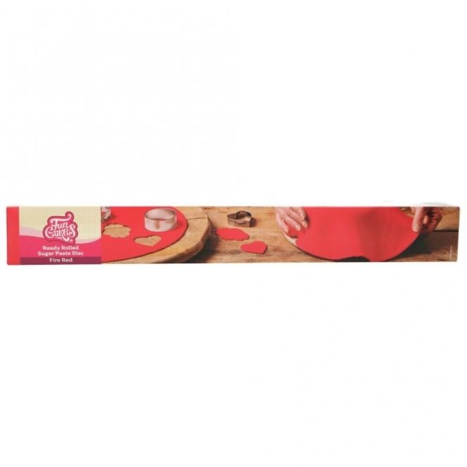 FunCakes Ready Rolled Sugar Paste Disc/Circle - FIRE RED - BB 19/03/26