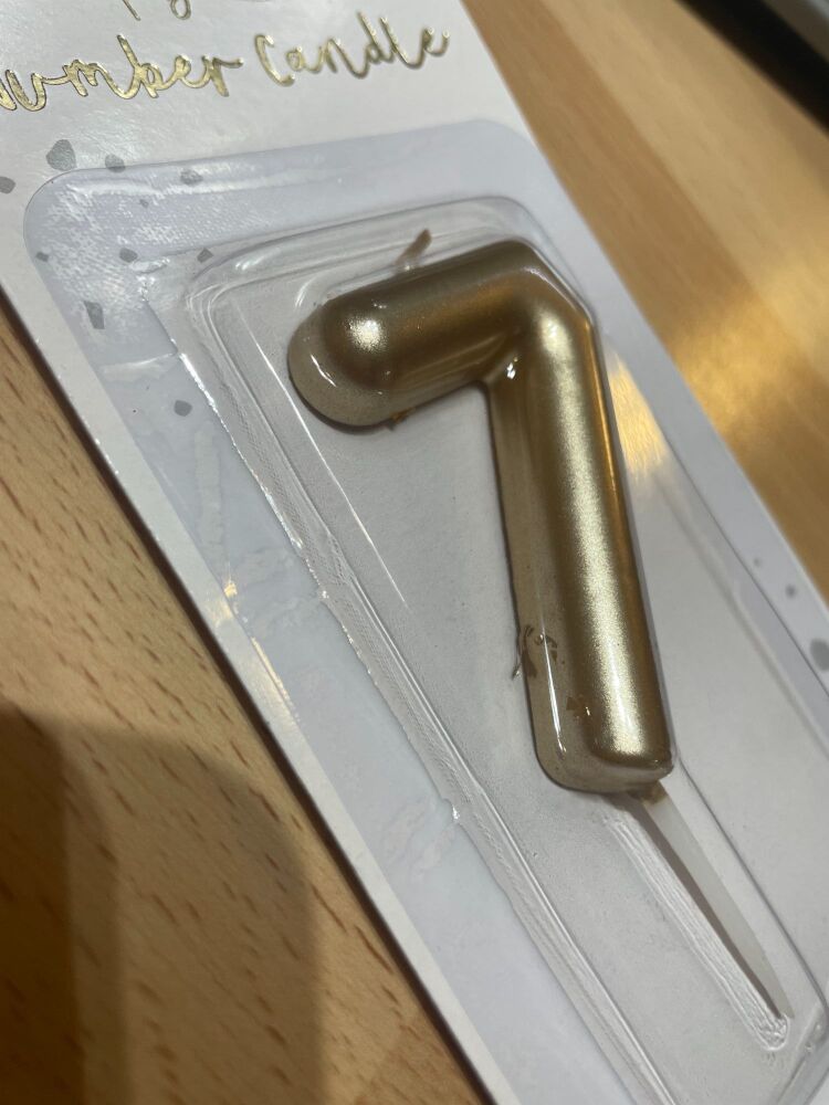 Number 7 Gold Candle - *Slightly Imperfect*