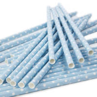 Paper Straws - Polka Dot Baby Blue