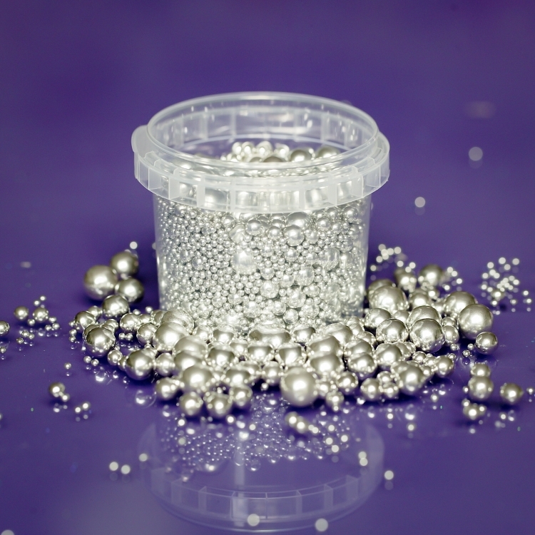 Purple Cupcakes - Metallic SILVER 2mm to 10mm Mix