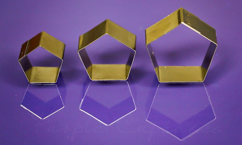 Purple Cupcakes Cutters - PENTAGONS x 3