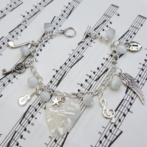Plectrum charm bracelet in white - It's Not Rock & Roll - CCB056