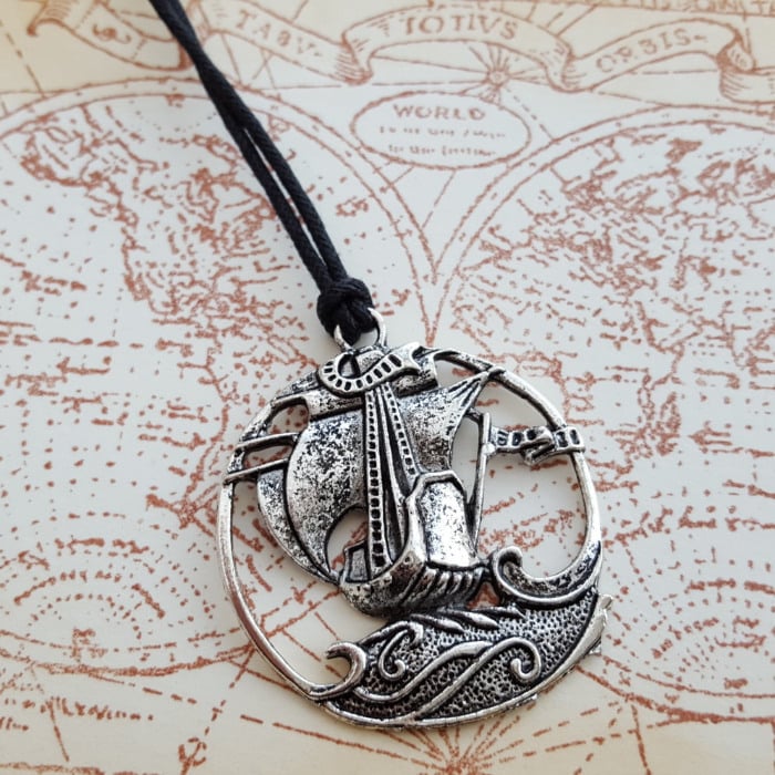 The Good Ship Albion pirate ship necklace on cord PN149