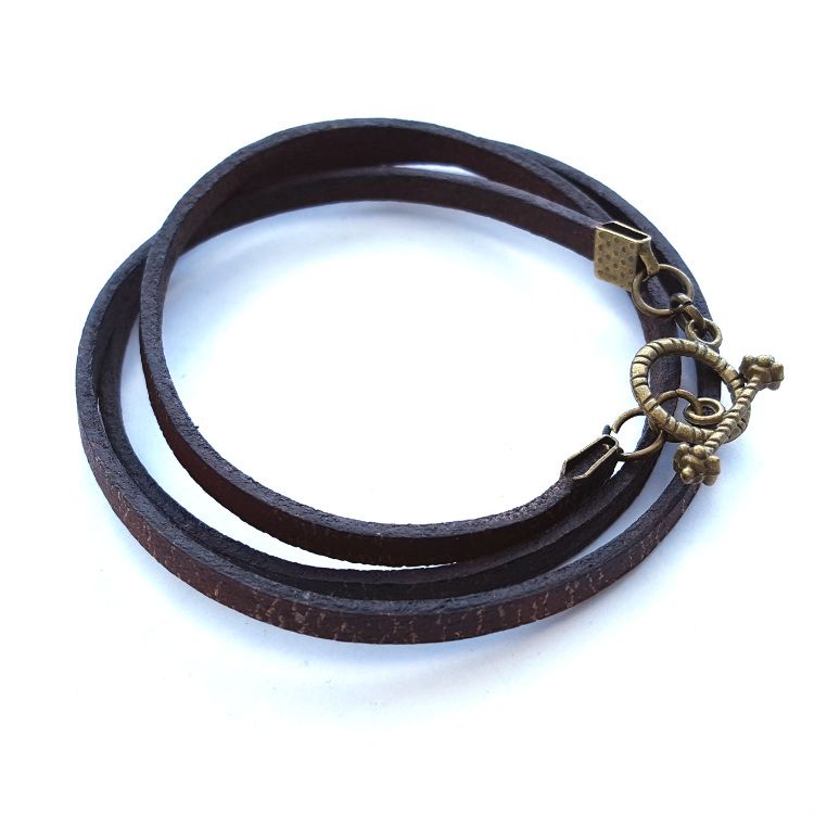 Leather wrap bracelet in antique brown MB007