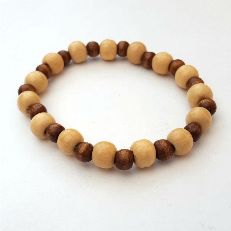 Wooden beads stretch bracelet mens unisex MB009