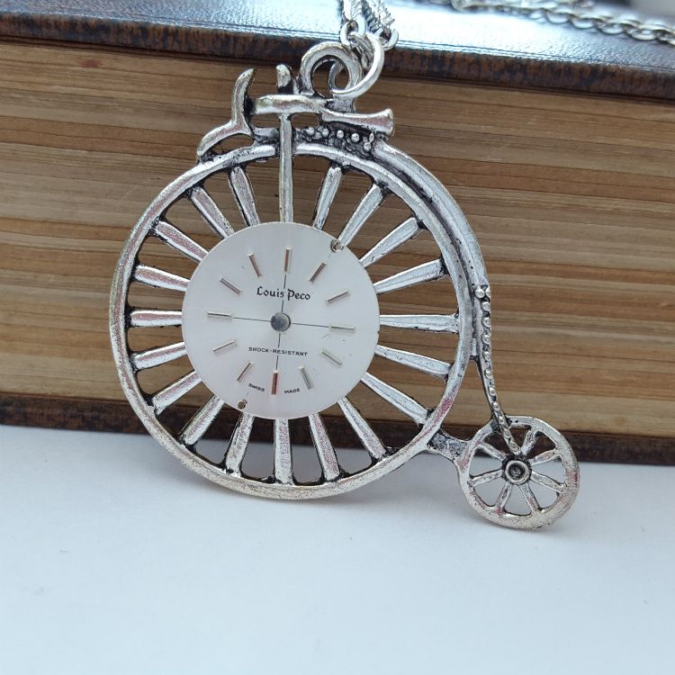 Steampunk vintage Penny Farthing & watch face necklace SN135