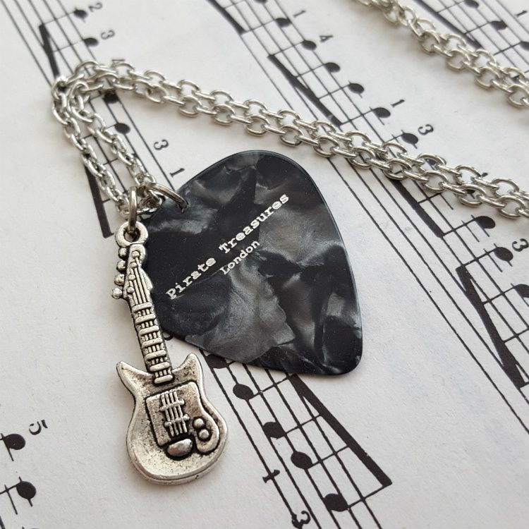 Plectrum & guitar charm necklace CN095