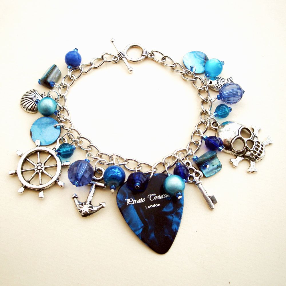 PCB053 Blue plectrum pirate charm bracelet