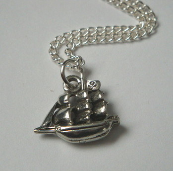 PN014 Pewter Galleon pirate ship necklace