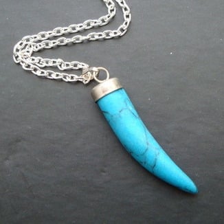 MN008 Turquoise tusk on chain necklace