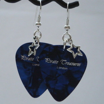 KE016 Blue Pirate Treasures plectrum earrings