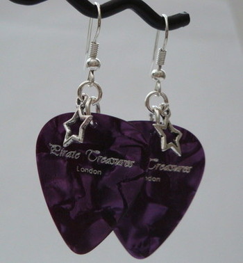 Purple Pirate Treasures plectrum and star earrings KE018