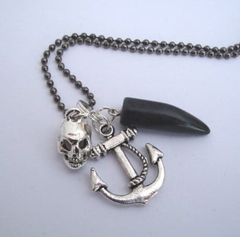 PN098 Pirate charms on ball chain necklace