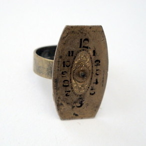SR016 Steampunk vintage watch face ring