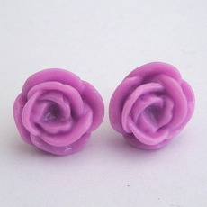 VE020 Vintage style lilac rose flower earrrings