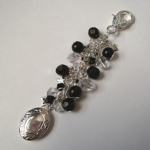 Sparkles & Stars silver locket bag charm key chain CBG012