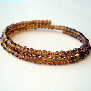 MB004 Men's coil beaded bracelet in brown