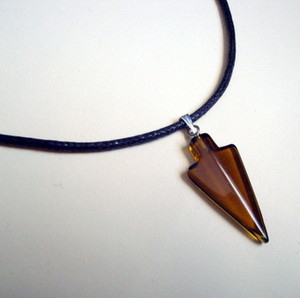 MN019 Men's brown agate arrowhead pendant necklace