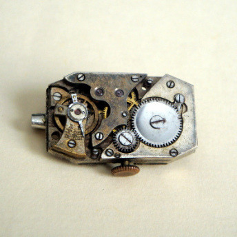 Steampunk vintage watch movement brooch SBR014
