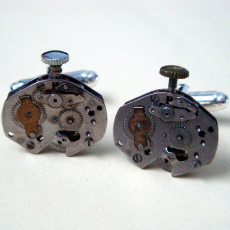 Steampunk cufflinks with vintage watch movements SC039