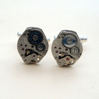 Steampunk cufflinks with vintage watch movements SC056