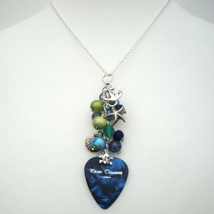 PN099 Blue & green pirate charm necklace