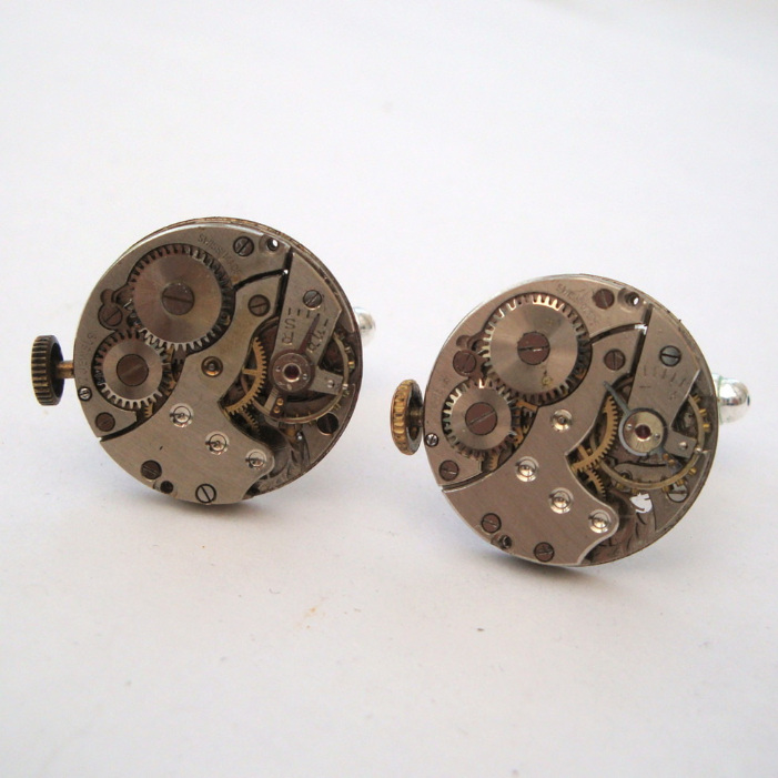 Steampunk cufflinks with vintage watch movements SC065