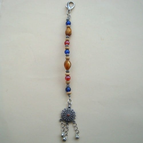 PBB007 Pirate bandana/hair beads (blue & red)