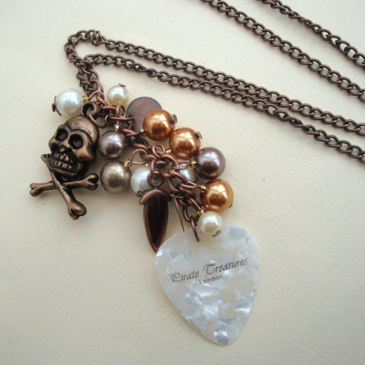 Copper pirate plectrum charm necklace PN076