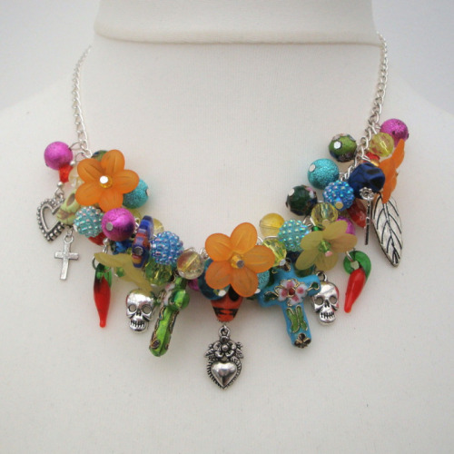 Mexican Day of the Dead inspired charm necklace CN081
