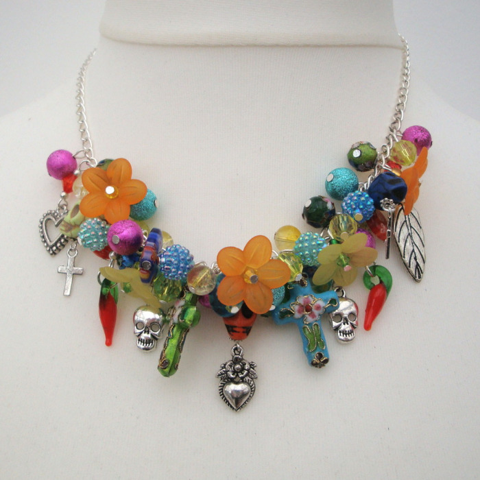 Mexican Day of the Dead inspired charm necklace CN081