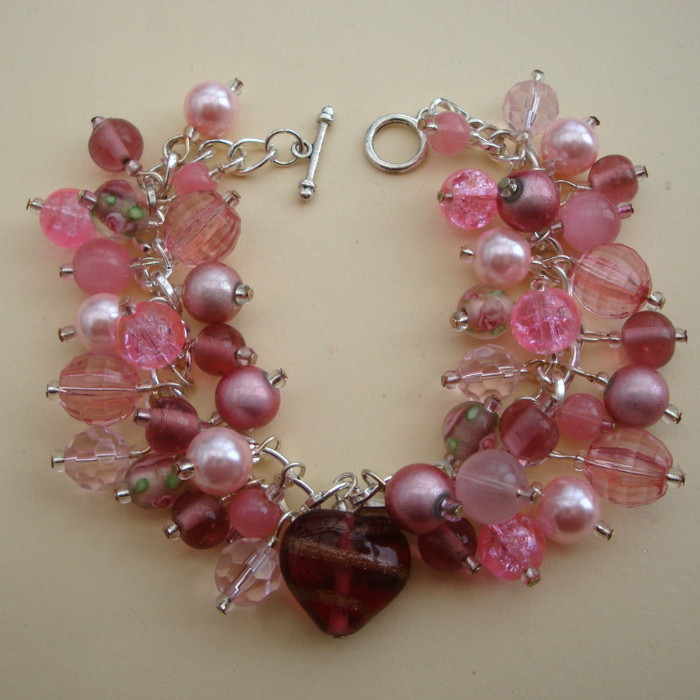 CCB016 'Perfect Pink' handmade charm bracelet