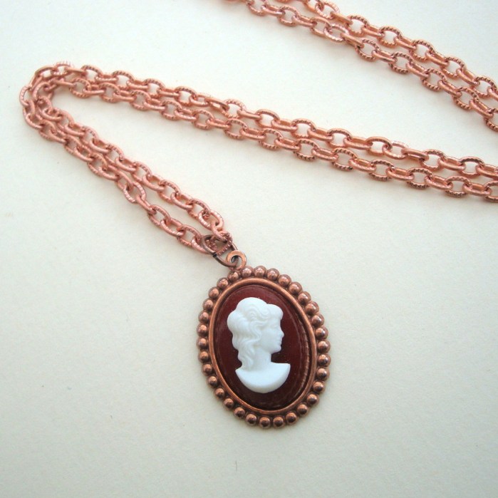 Vintage copper Cameo necklace VN005