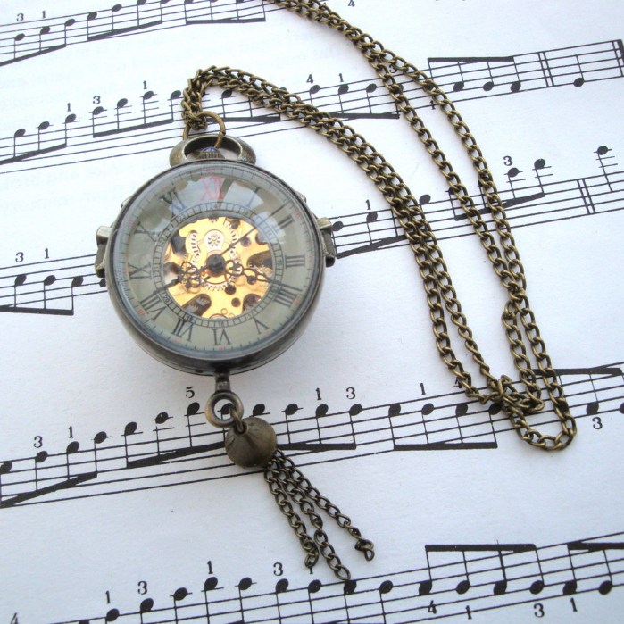 Vintage inspired mechanical watch pendant necklace VN104