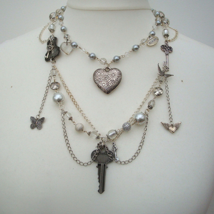Vintage inspired layered charm necklace VN105