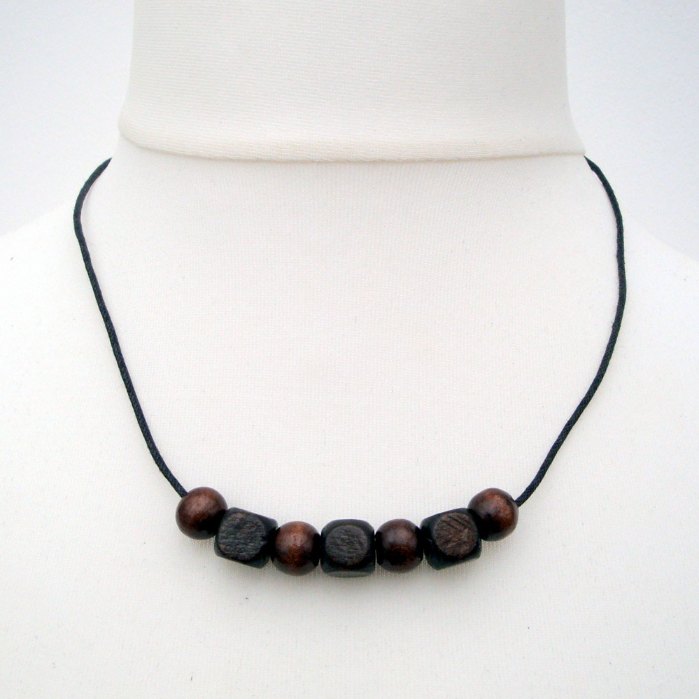Brown wooden beads necklace men's or unisex MN016