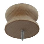 53mm Diameter Beech Knob, supplied with a screw inserted